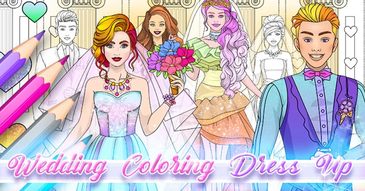 Wedding Coloring Dress Up Game